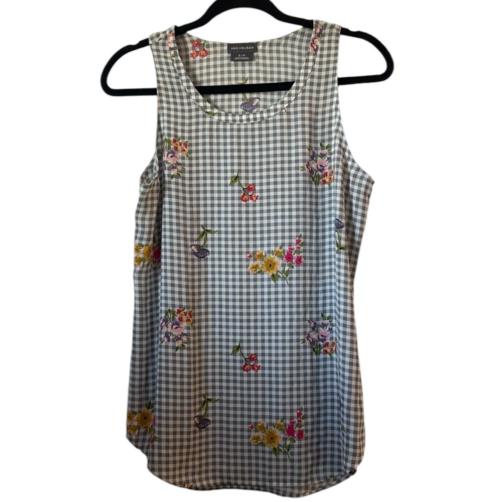 🌻 Van Heusen Checkered and Floral Tank Top Blouse